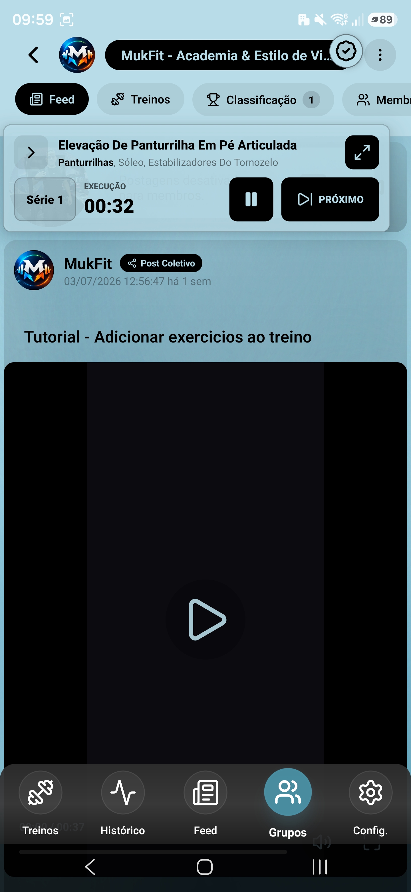 Feed dos grupos