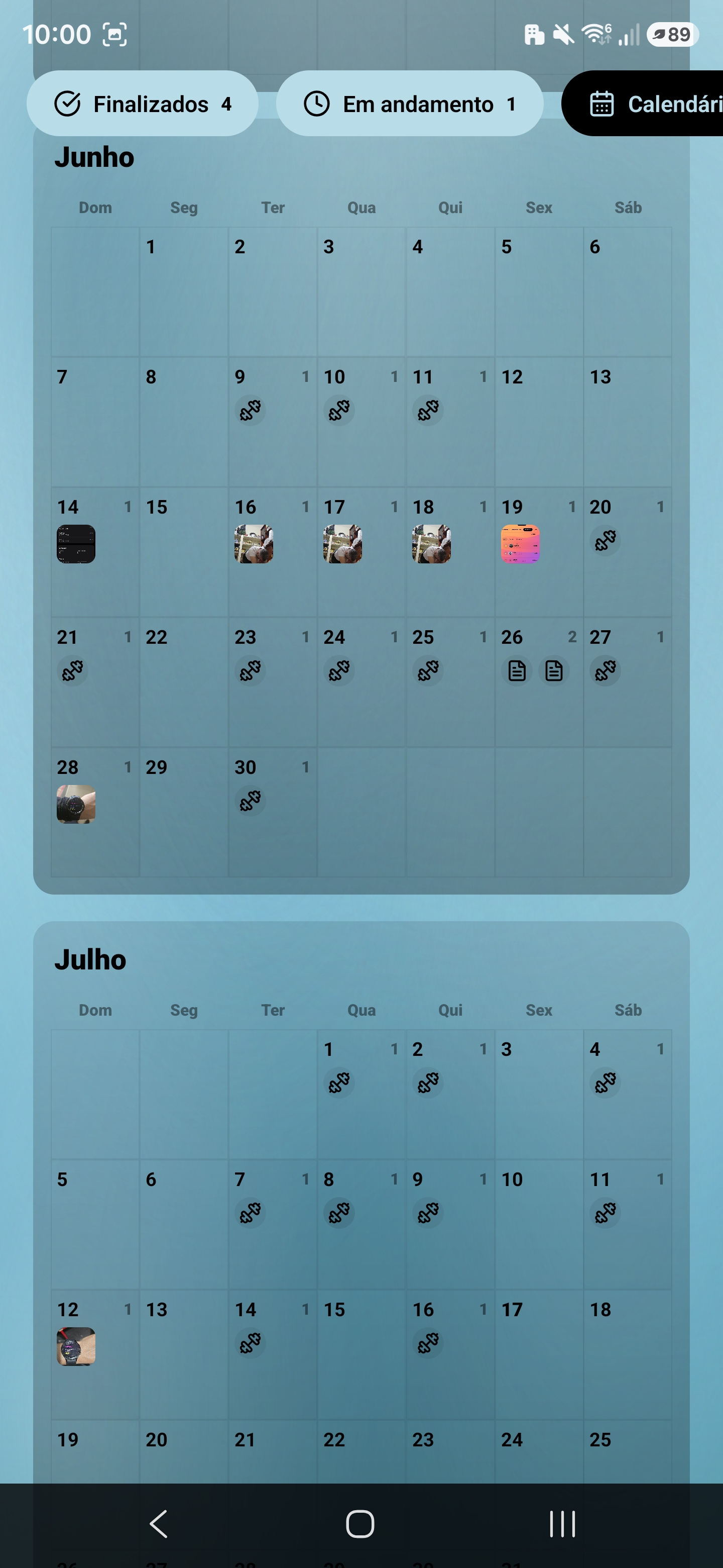 Calendário de consistência