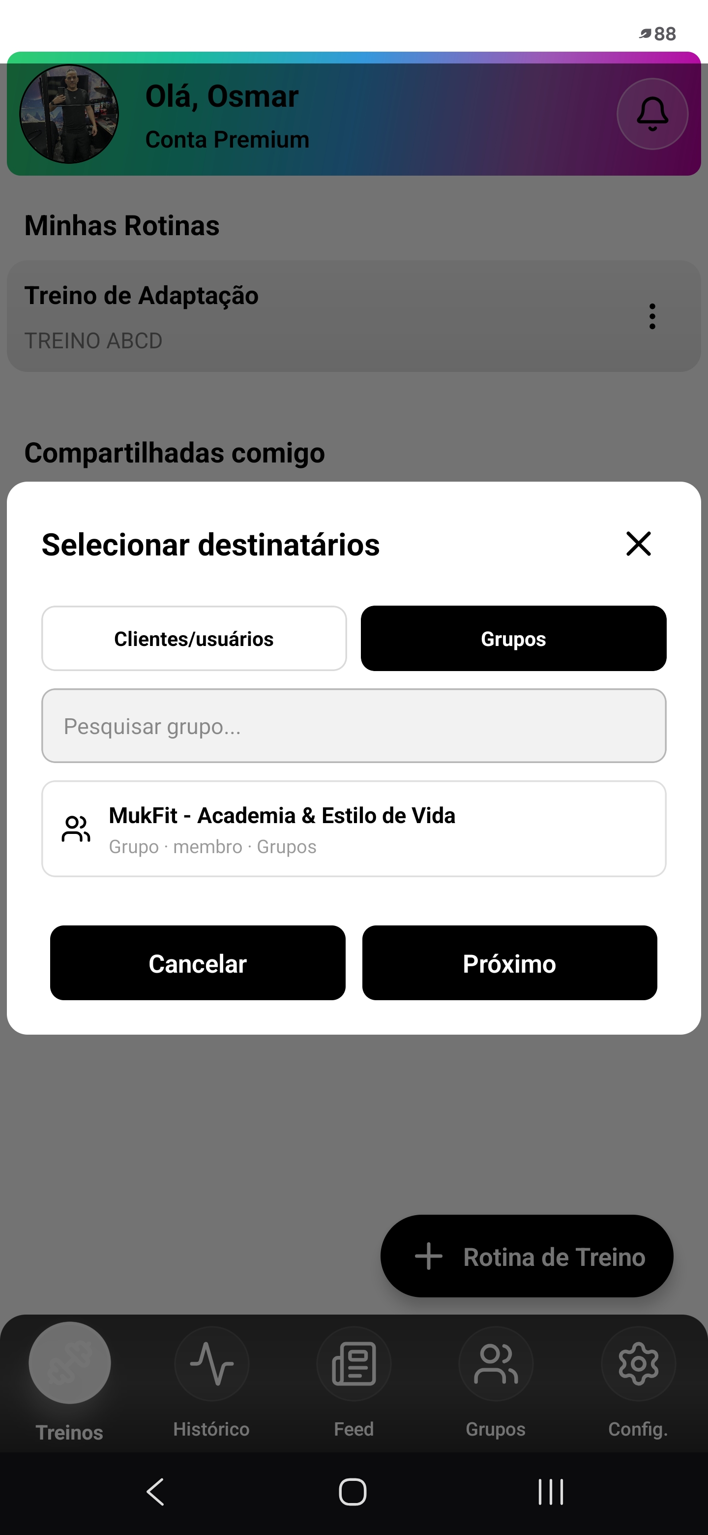 Compartilhe rotinas